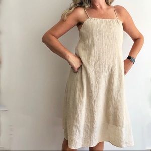OAK+FORT seersucker maxi slip  dress spaghetti strap a-line